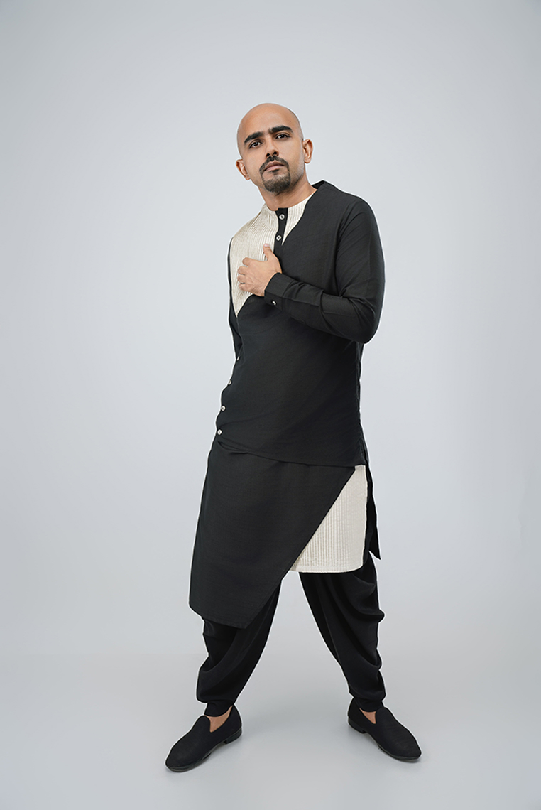 Black traditional menswear outfit